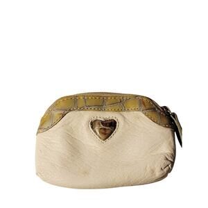 Brighton Heart Leather Coin Change Wallet‎ Cream Gold Zipper
